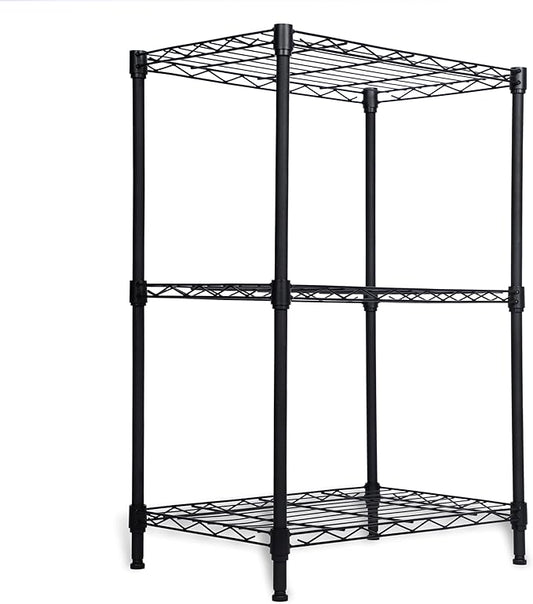 Whitmor 3 Tier Storage Shelves, Heavy Duty Metal Shelving, 400 lbs Capacity per Shelf, 1200 lbs Total, Easy Assembly for Kitchen, Garage, Plant, 18" L x 12" W x 26.4" H, Black-NeatNest