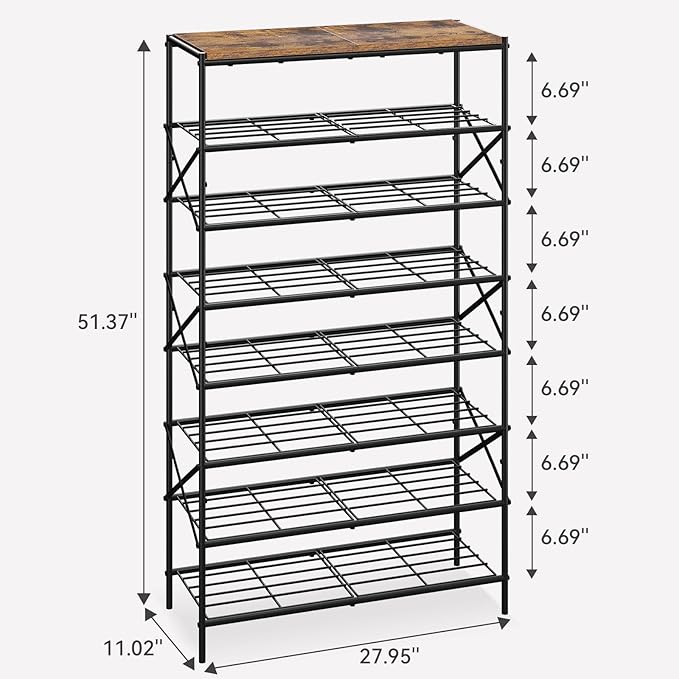 IBUYKE 8 Tier Shoe Rack, Large Capacity Shoe Storage Organizer for 32 Pairs of Shoes, Metal Shoe Storage Rack with Shelf for Entryway Hallway Closet Garage, Rustic Brown and Black TXJ018H-NeatNest