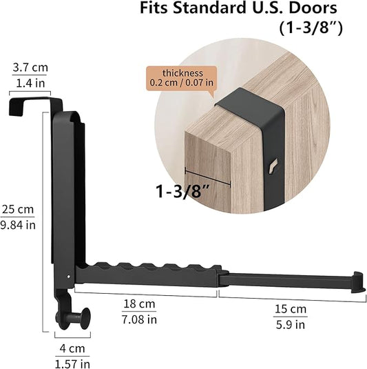 Clothes Drying Rack Foldable Fit Door up to 1 3/8" Optimal 1pc,Over The Door Hanger with Retractable Rod,Over The Door Hanger Hooks for Laundry Bathroom Bedroom Travel Hangers(Black, 1 Pack)-NeatNest
