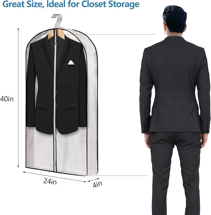 Hanging Clothes Storage with 4" Gusseted Garment Covers (Set of 6) - Clear Suit, Dress, Sweater, Shirt Protectors - 24"x 40"x 4" / 6 Pack-NeatNest