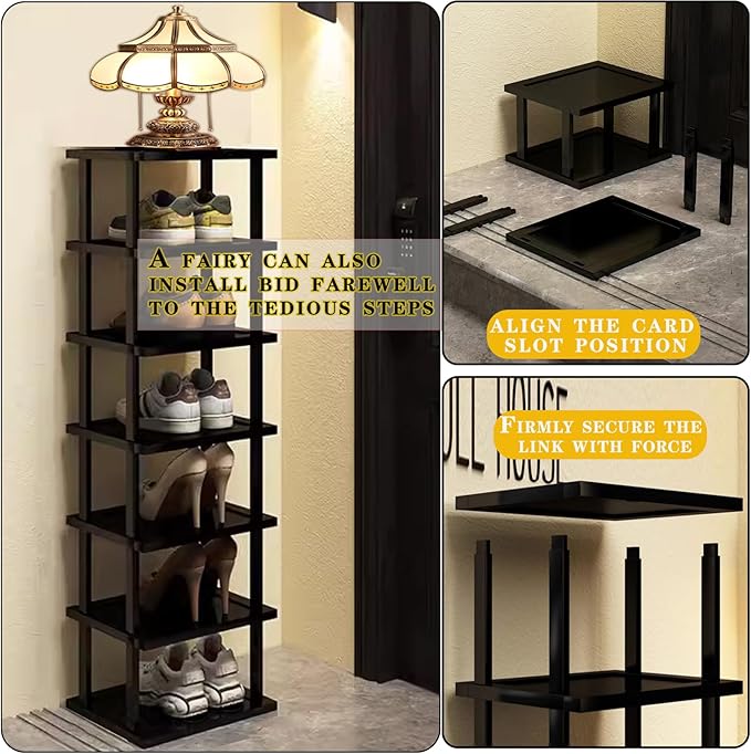 Vertical Shoe Rack - Tall Narrow Shoe Rack Organizer for Small Spaces,5 Tier Bamboo Shoen Shelf for Entryway,Closet,Corner,Doorway,Skinny Shoe Shelf Space Saving Shoe Storage,Free Stackable DIY-NeatNest