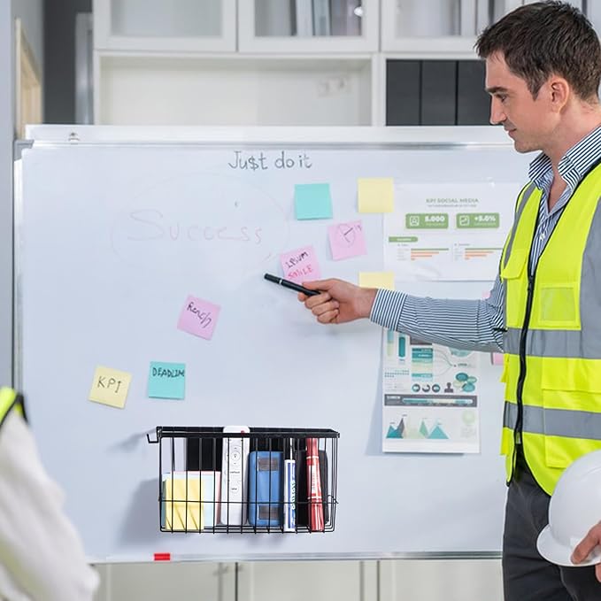 dedoot Magnetic Holder Locker Strong Black Mesh Holder Magnetic Basket Organizer Shelf Rack for Whiteboard,Fridge, Sponge, Recipe, Beverage ,Refrigerator ,Office File Foil,10.25x 3.6x 6 inches-NeatNest