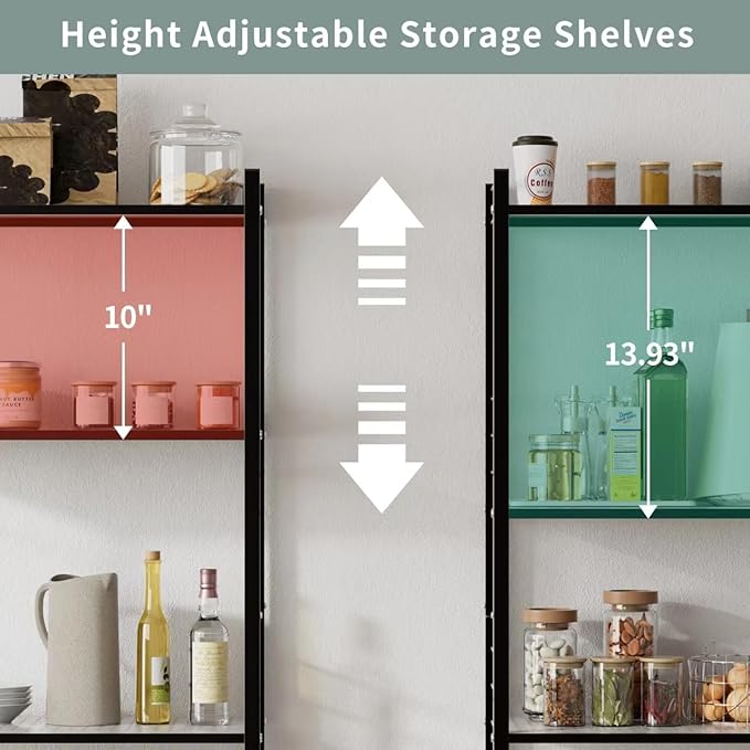 JAQ Storage Shelves with Adjustable Height, 4-Tier Metal Storage Shelving Rack Organizer for Pantry Kitchen Warehouse Basement 45.27" H X 23.62" W X 9.84" D,Up to 800LBS (4-Tier, Black)