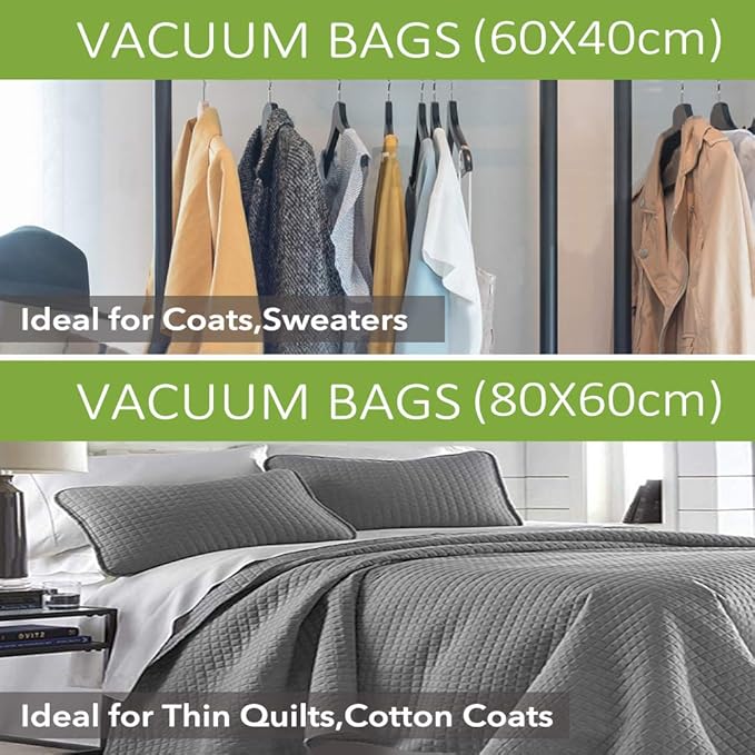 BoxLegend Vacuum Bag 6 Pieces, 3L*80x60cm +3S*60x40cm,Vacuum Storage Bag Travel Vacuum Reusable Garment Bag for Clothing Duvets Bed Wash Pillow Wool Blankets-NeatNest