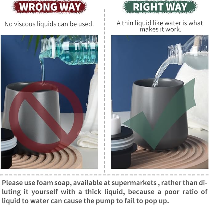 BosilunLife Foam Soap Dispenser - 12 oz Bathroom Lotion Hand Pump Dispenser Grey Foaming Soap Dispenser Ceramic Dish Liquid Dispenser for Kitchen Hand Wash Dispenser-NeatNest