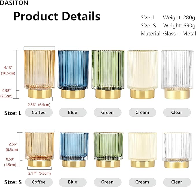 DASITON Makeup Brush holder Organizer,Crystal Cosmetic Makeup Brush Glass Brushes Storage Holder, Vintage Make Up Brush Cup Pen Pencil Holder striped vase(Coffee S)-NeatNest