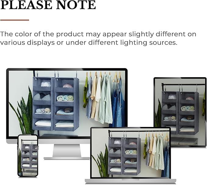 GRANNY SAYS 4-Shelf Hanging Organizer, Closet Hanging Shelves, Closet Hanging Storage Organizers, Organization for Bedroom, Living Room, Baby Nursery, Camper Accessories, Gray, 2-Pack-NeatNest