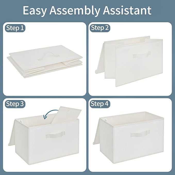 GRANNY SAYS Storage Bins with Lids, Fabric Storage Boxes, Closet Organizers and Storage, Ivory White, 2-Pack-NeatNest