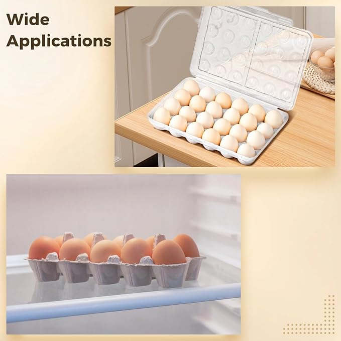 24-Count Egg Storage Box, Transparent Plastic Refrigerator Organizer, Stackable and Shockproof Design with Secure Lid, Ideal for Kitchen and Camping