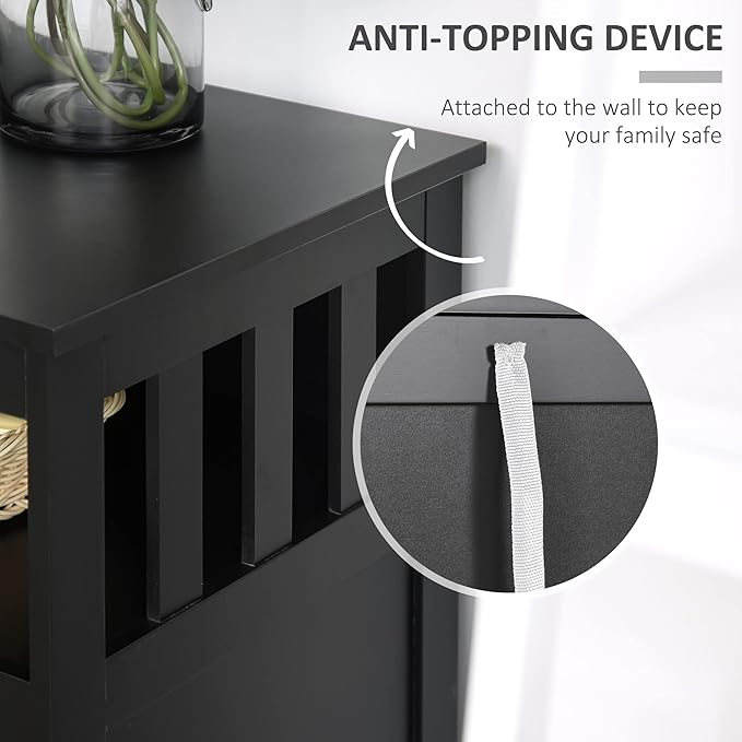HOMCOM Sideboard Buffet Cabinet, Modern Coffee Bar Cabinet with 2-Level Shelf and Open Compartment, Black-NeatNest
