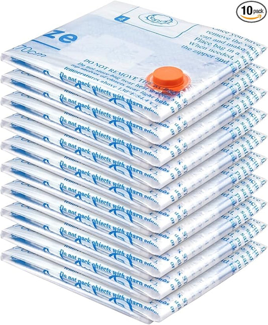 Vacuum Storage Bags 10 Jumbo, Plastic Packaging Bags,Space Saver Bags for Clothes, Pillows, Comforters, Blankets, Bedding-NeatNest