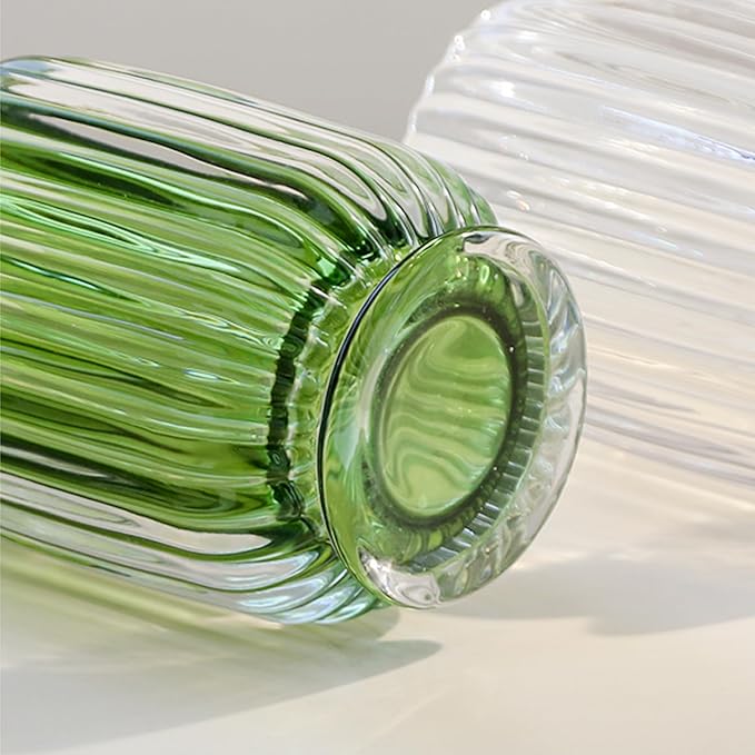 Crystal Makeup Brush holder Organizer, Vintage Make Up Brush Cup Pen Pencil Holder striped vase, Comb Brushes Pen Pencil Storage Box Container (Light Green)-NeatNest