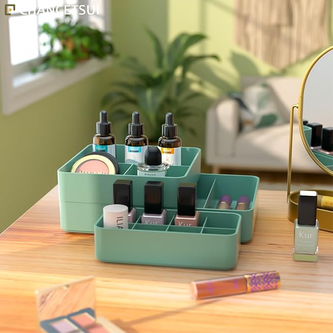 CHANCETSUI Drawer Organizer Storage Tray Set – Modular, Stackable Bins for Vanity, Bathroom, Makeup & Personal Care – Boho Style Plastic Trays with Customizable Slots, Durable & Space-Saving Design-NeatNest