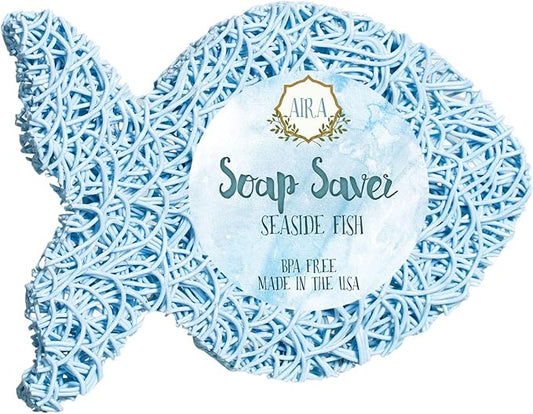 Aira Soap Saver - Soap Dish & Holder - BPA Free Shower & Bath Holder - Drains Water, Circulates Air, Extends Soap Life - Easy to Clean, Fits Sets - Seaside Fish-NeatNest
