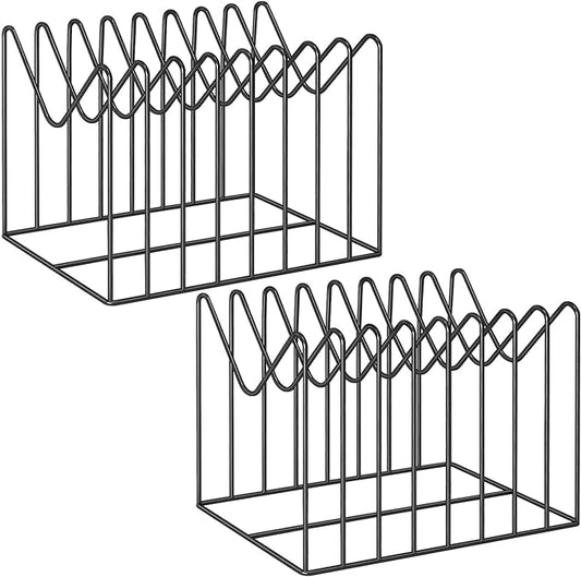 2 Sets Wire File Organizer for Desk,File Folder Holder/Rack/Stand,File Sorter Organizer,Desktop Record/Clipboard Holder,8 Sections Storage,Anti-Scratch/Rusty,Steel Stable Holder,Black