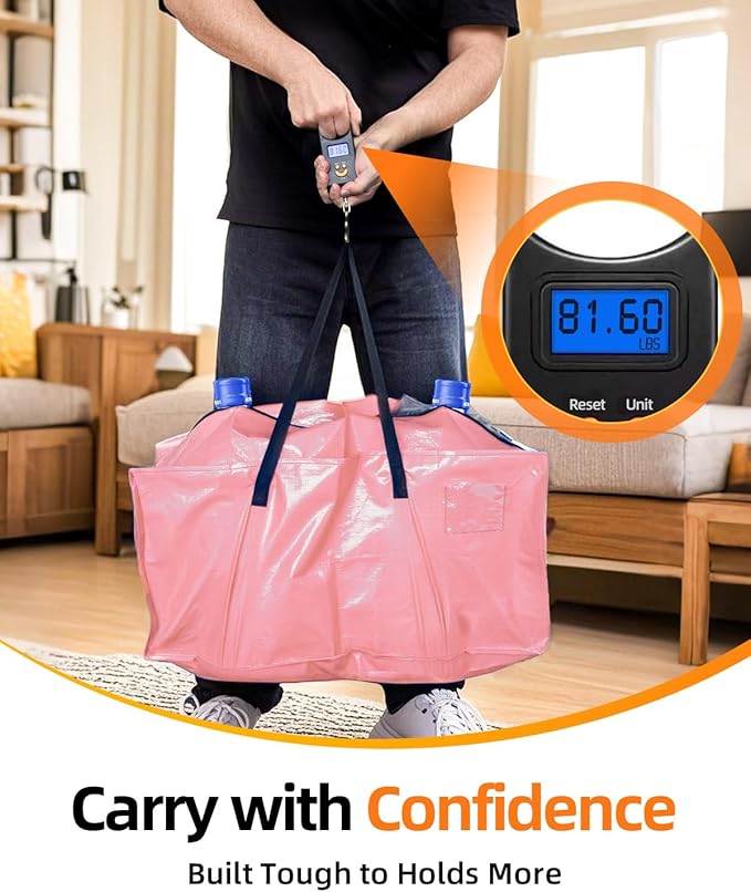 6 Pack Extra Large Moving Bags, Heavy Duty Packing Bags with Zippers and Handles for Space Saving, Clothes Storage, College Essentials, Travel, Pink