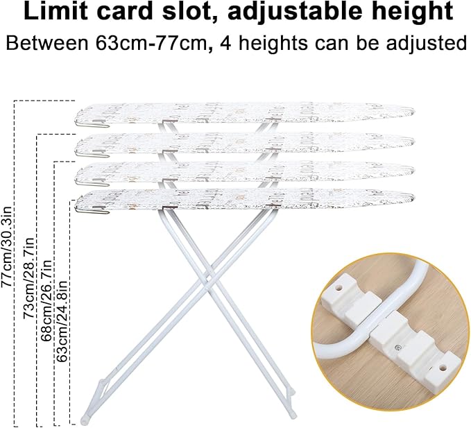 Honrane Space-Saving Ironing Board, Adjustable Height,Folding,Full-Size White 42 inch