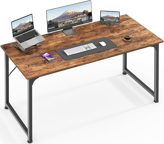 Huuger Computer Desk, 48 Inch Office Desk, Gaming Desk with Storage, Writing Desk Work Desk for Home Office, Study, Modern Simple Desk, Large Legroom, Metal Frame, Rustic Brown-NeatNest