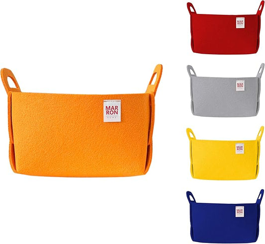 Collapsible Orange Felt Storage Bin Small 7.1"x5.1"x5.1" – Foldable Basket with Handles for Closet, Toy Storage, Laundry Room Organization, Decorative Storage Baskets for Shelves Storage-NeatNest
