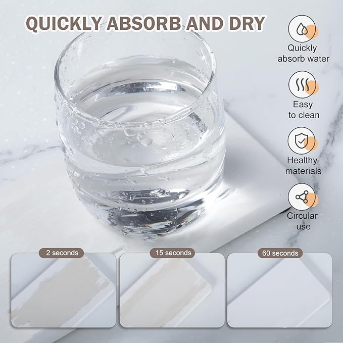 4PCS Water Absorbing Stone Tray for Sink, Fast Drying Stone Sink Tray, Water Absorbent Diatomite Trays, Diatomaceous Coaster, Stones Drying Trays for Bathroom Sinks and Kitchen Counter-NeatNest