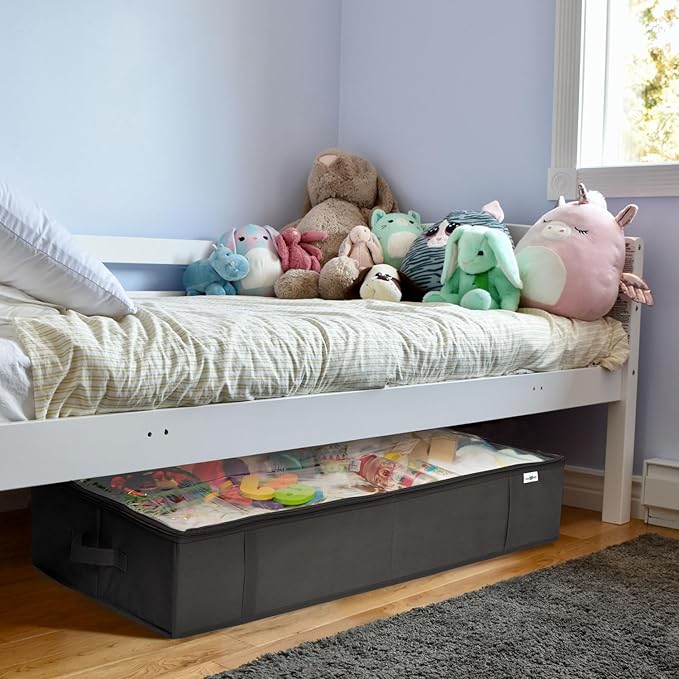Closet Organizers and Storage - Maximize Space with Under Bed Storage Containers & Clothes Storage - Ideal Closet Organizer, Toy Storage Organizer & Underbed Storage (Black, 2 Pack)-NeatNest