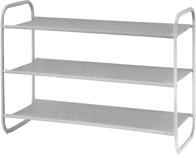 MAX Houser 3-Tier Shoe Rack, Fabric Shoe Shelf for Closet Bedroom Entryway (Light Gray)-NeatNest