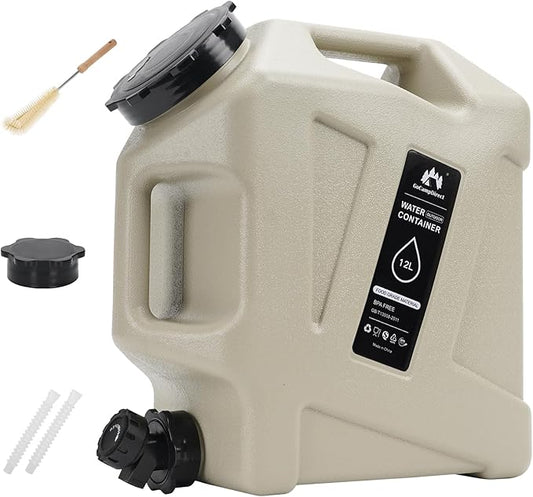 Camping Water Container - 3.2 Gallan Water Jug with Spigot | Portable Water Tank for Outdoor Hiking Picnic Supplies-Grey-NeatNest