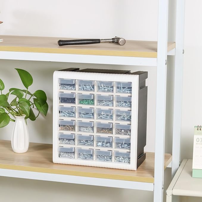 Gonice Craft Cabinet Organizer, 24 Drawer Plastic Parts Cabinet, Tool Storage Box for Screws, Nuts and Small Parts