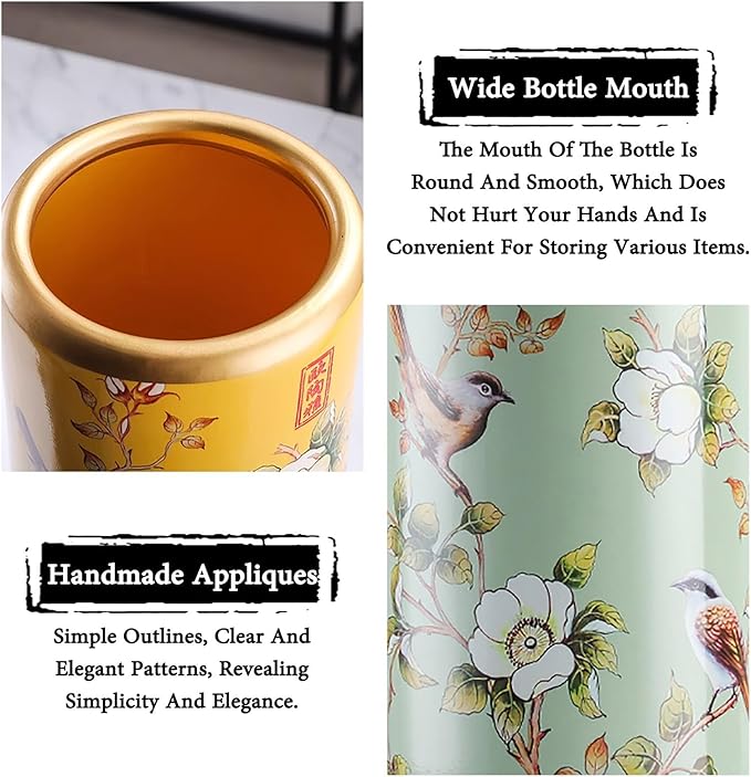 Ceramic Umbrella Stand Living Room Floor-Standing Freestanding Cane Chinese Umbrella Stand Multifunctional Painted Porcelain Vintage Ceramics Flower Vases for Home Office Entrance Indoor(B)-NeatNest