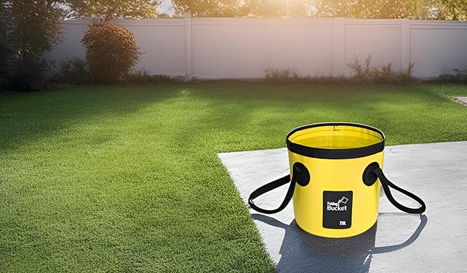 BANCHELLE Collapsible Bucket Water Container Portable Folding Camp Wash Basin for Outdoor Traveling Hiking Fishing Car Washing Gardening Camping (Yellow, 20L)-NeatNest