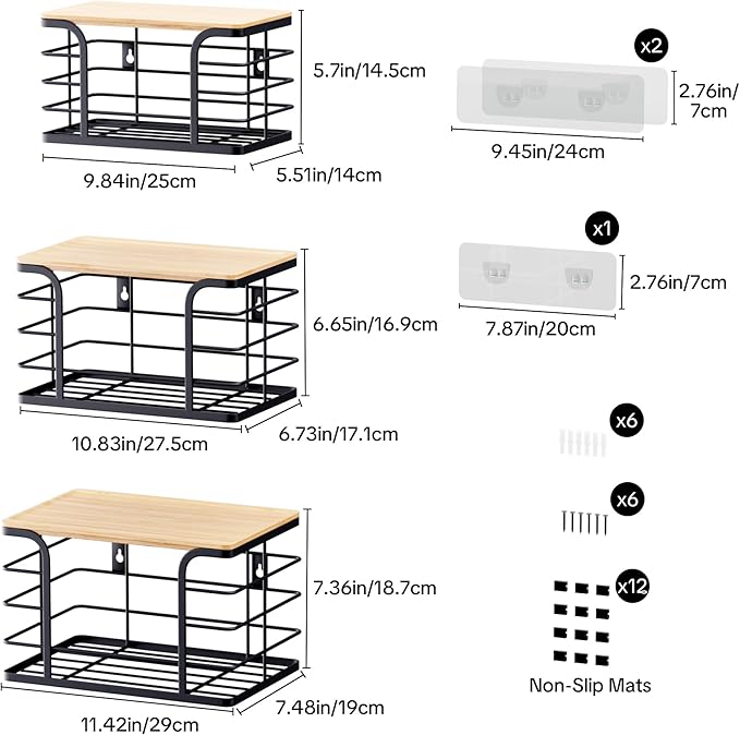 3 Pack Stackable Pantry Organizer,Stainless Steel Trash Bag Holder Dispenser,Kitchen Storage Organization for Kitchen Counter Sink,Laundry Room,Pantry, Black-NeatNest