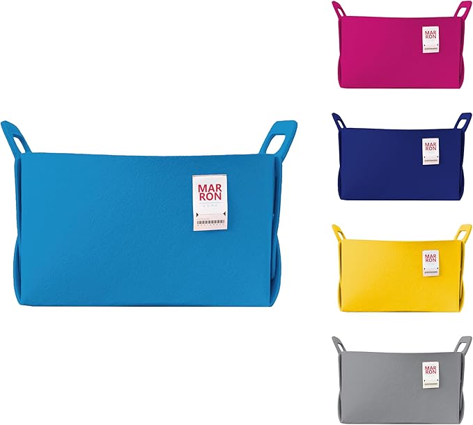 Collapsible Lightblue Felt Storage Bin Large 14.6"x9.4"x9.4" – Foldable Basket with Handles for Closet, Laundry Room Organization, Toy Storage, Decorative Storage Bins for Shelves Storage-NeatNest