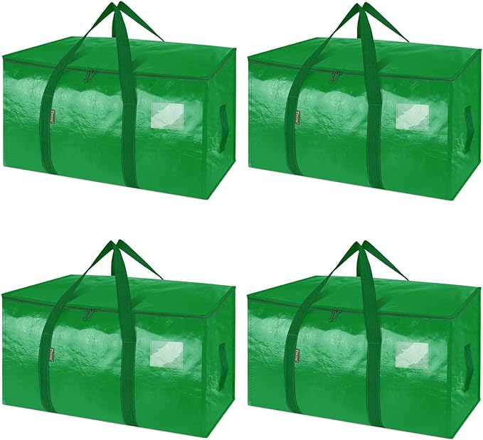 BALEINE 4-Pack Oversized Moving Bags with Reinforced Handles, Heavy-Duty Storage Tote for Clothes, Moving Supplies (Light Green, 4-Pack)-NeatNest