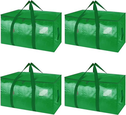 BALEINE 4-Pack Oversized Moving Bags with Reinforced Handles, Heavy-Duty Storage Tote for Clothes, Moving Supplies (Light Green, 4-Pack)-NeatNest