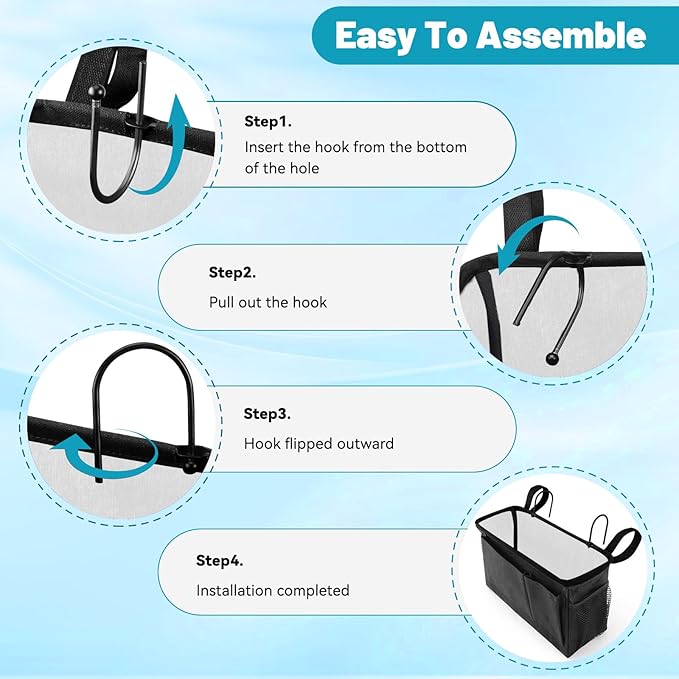 BlissTotes Bedside Caddy, Bedside Storage Organizer for Bunk Bed Accessories, Dorm Storage for Bedside Shelf and Bunk Bed Shelf, Bed Caddy for Home, Dorm, Bunk (Dark Gray, 2 Pack)-NeatNest