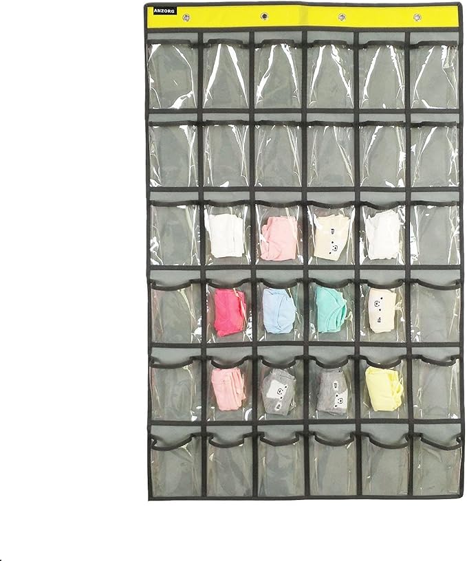 Classroom Cell Phones Organizer Calculators Holder Over Door Hanging Jewelry Organizer Closet Underwear Sock Storage with 36 Clear Pockets-NeatNest