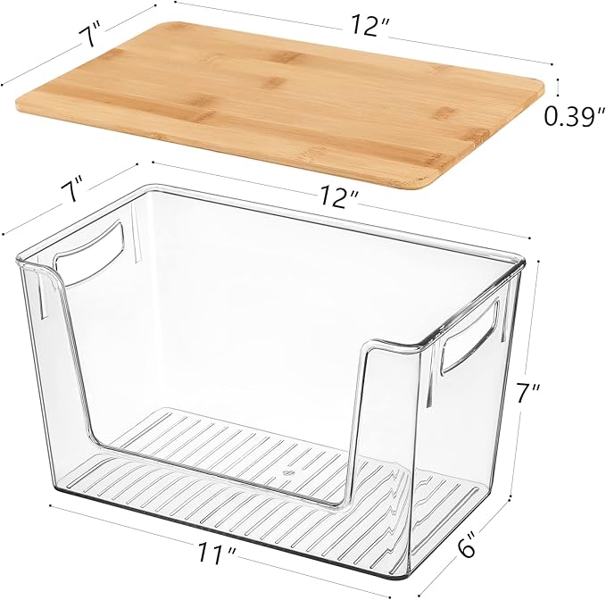 2 Pack Trash Bag Holder Dispenser, Extra Large Garbage Bags Holder, Stackable Trash Bag Holder with Bamboo Top for Laundry Room & Under Sink