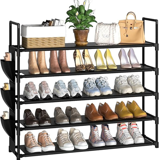 Shoe Rack 5 Tier Shoe Organizer Storage 20-25 Pairs Shoes Rack for Closet Shoes Rack Organizer Entryway Shoe Holder Space Saving Shoe Shelf Shoe Stand Large Tall Shoes Tower Garage Door-NeatNest