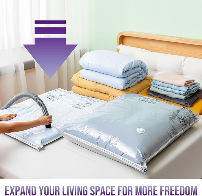 TAILI 12 Pack Combo Vacuum Storage Bags, Vacuum Seal Bags for Clothing (4 Jumbo, 4 Large, 4 Medium), Space Saver for Bulky Beddings, Comforters, Blanket, Closet Organization Space Saving-NeatNest