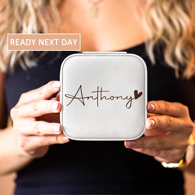 DayOfShe Personalized Name Jewelry Box for Women Girls Custom Travel Jewelry Case with Name for Bridesmaid Proposal Gifts, Travel Jewelry Box for Teen Girls Gifts-NeatNest