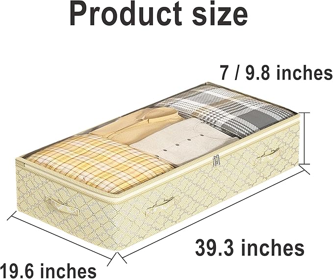 Foldable Under Bed Storage–Under Bed Storage Containers Non-Woven Fabric with Dual Zipper, Closet Organizers for Clothing, Bedding–Space-Saving Storage For Bedroom (7 in)-NeatNest