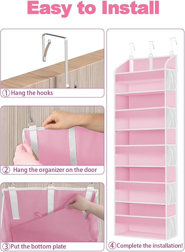 1 Pack Over The Door Storage Organizer with 5 Pockets 10 Mesh Pockets, 44 lbs Weight Capacity Door Hanging Organizers and Storage for Bedroom,Bathroom,Nursery,Kidroom,Babyroom-NeatNest
