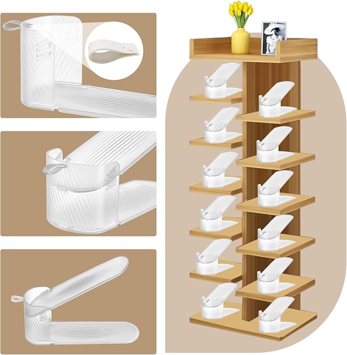12Pack Clear Shoe Slots Organizer for Closet ,Adjustable Shoe Rack Holder Shoe Space Savers Shoe Racks for Closet Organization(Clear)-NeatNest