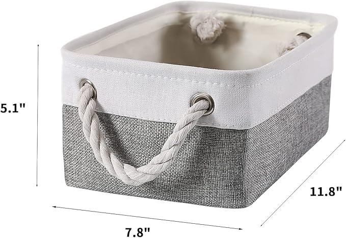 combocube 11.8 x 7.8 x 5.1 Inch Fabric Storage Bins for Shelves, Linen Storage Organizer Storage Basket with Ropes for Laundry, Home, Closet, Office, Clothes, Toys Organizer-NeatNest
