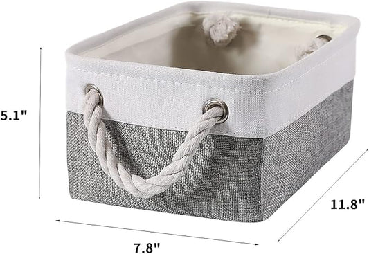 combocube 11.8 x 7.8 x 5.1 Inch Fabric Storage Bins for Shelves, Linen Storage Organizer Storage Basket with Ropes for Laundry, Home, Closet, Office, Clothes, Toys Organizer-NeatNest