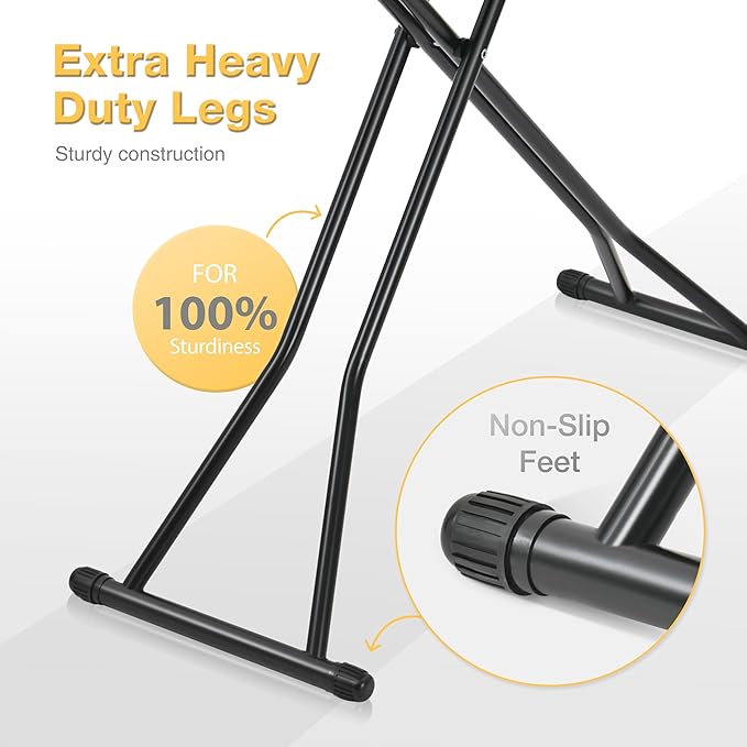 APEXCHASER Full Size Ironing Board with Heat Resistant Cover Foldable Iron Board 7-Lever Height Adjustable Non-Slip Sturdy Metal Legs 14x54, Grey