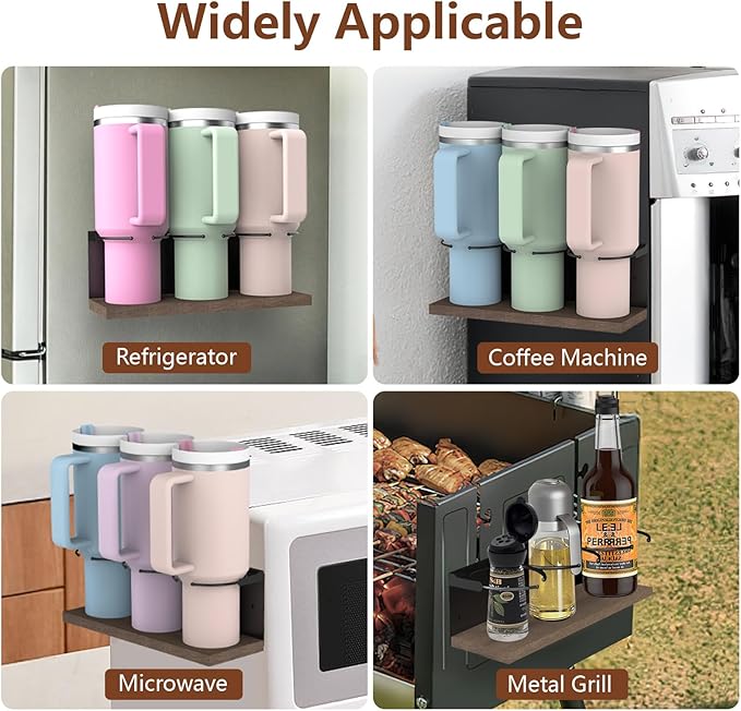 2pcs Magnetic Cup Holder for Fridge, Stanley Cup Organizer for 30oz&40oz, Magnetic Tumbler 0rganizer for Refrigerator, Stanley Cup Accessories for Kitchen Water Bottle Storage Rack-NeatNest