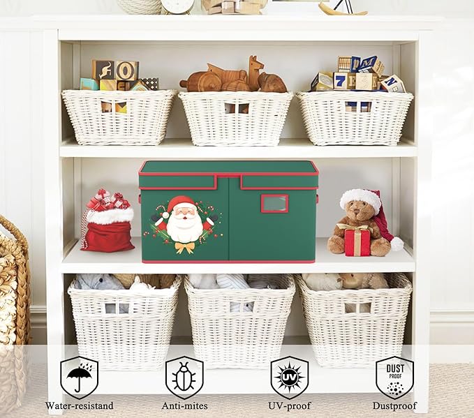 Christmas Ornament Storage Box Christmas Ornament Storage 128 Ornaments Slots 600D Oxford Material Christmas Ornaments Organizer Containers with Handles Holiday Organizer Storage Box-NeatNest