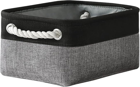 TheWarmHome Storage Basket for Organizing - 12x8x5.2 inch 1 Pack Fabric Storage Cubes, Baskets for Gifts Empty for Closet Organizer Dog Gift Cloth Toy (Grey & Black)-NeatNest