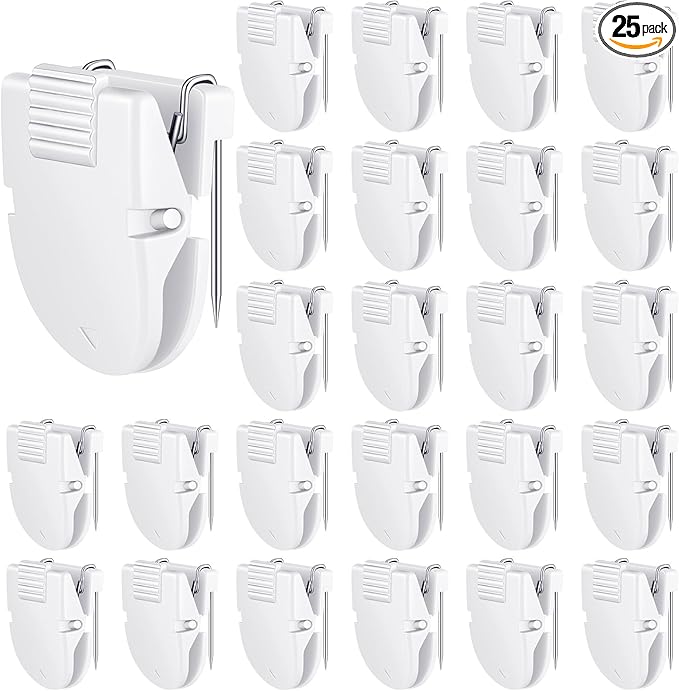25 Pcs Cubicle Clips Fabric Panel Cubicle Accessories Fabric Partition Panel Wall Clip Office Photos Wall for Notes Memos Standard Size, 40-Sheet Capacity (White)